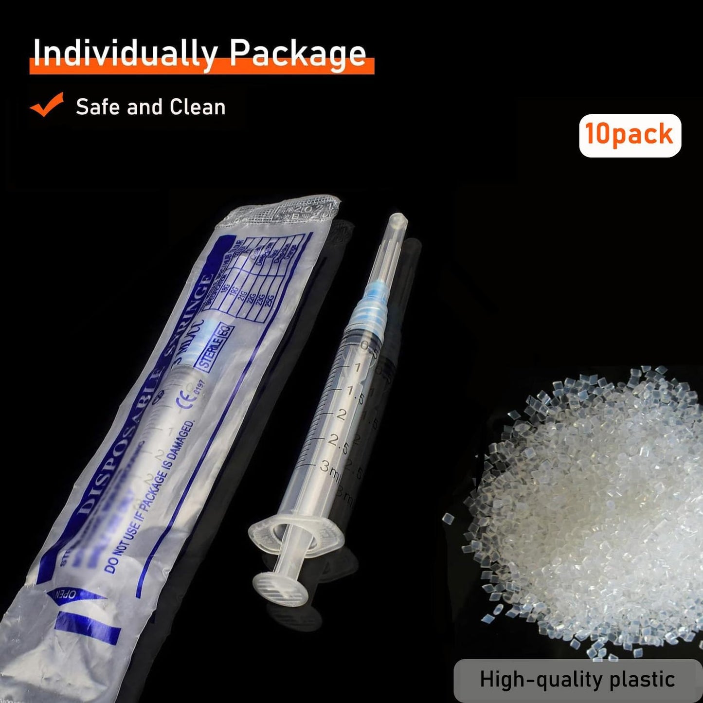 3ml Syringe with 23G Needle (1inch/25mm) - 100 Pack | Disposable Luer Lock Syringe & Needle Combo | EO Sterile, Individually Wrapped