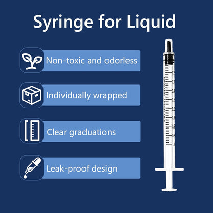 1ml Syringe Without Needle - 100 Pack | Disposable Luer Lock Syringes for Industrial, Lab, Pet & Ink Refill | Sterile, Individually Wrapped