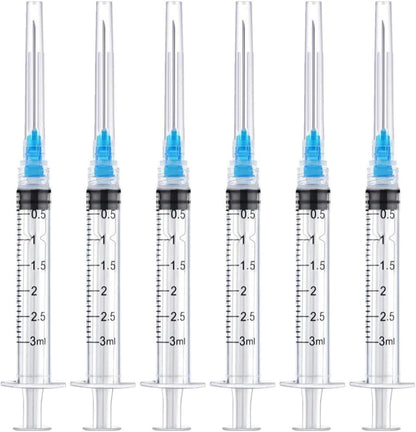 3ml Syringe with 23G Needle (1inch/25mm) - 100 Pack | Disposable Luer Lock Syringe & Needle Combo | EO Sterile, Individually Wrapped