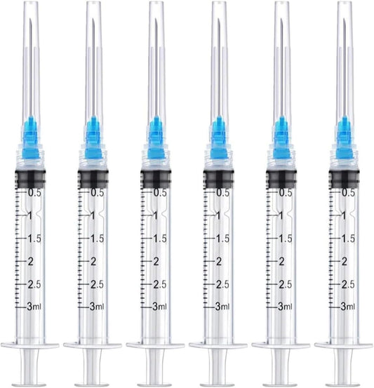 3ml Syringe with 23G Needle (1inch/25mm) - 100 Pack | Disposable Luer Lock Syringe & Needle Combo | EO Sterile, Individually Wrapped