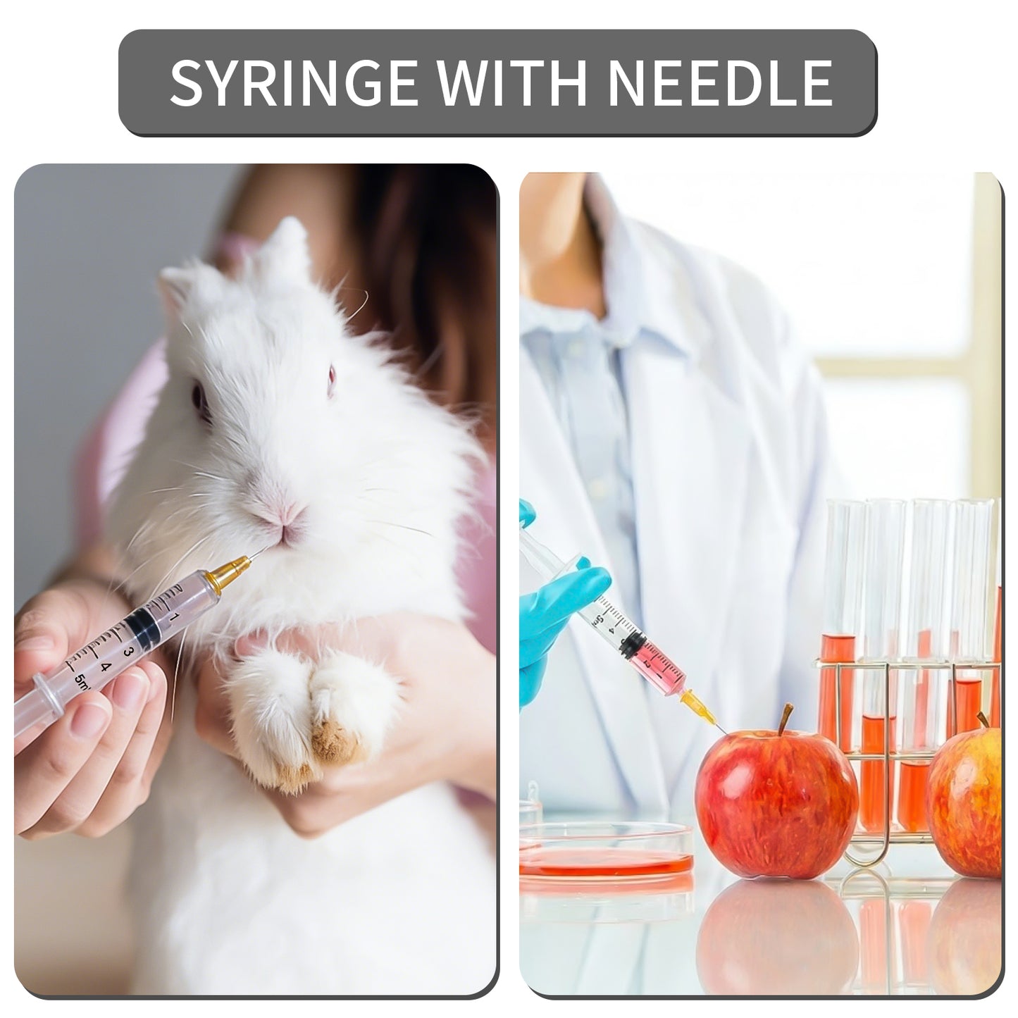5ml Syringe with 25G 1inch (25mm) Needle - 50 Pack | Disposable Luer Lock Syringes for Industrial, Lab & Pet Use | EO Sterile, Individually Wrapped