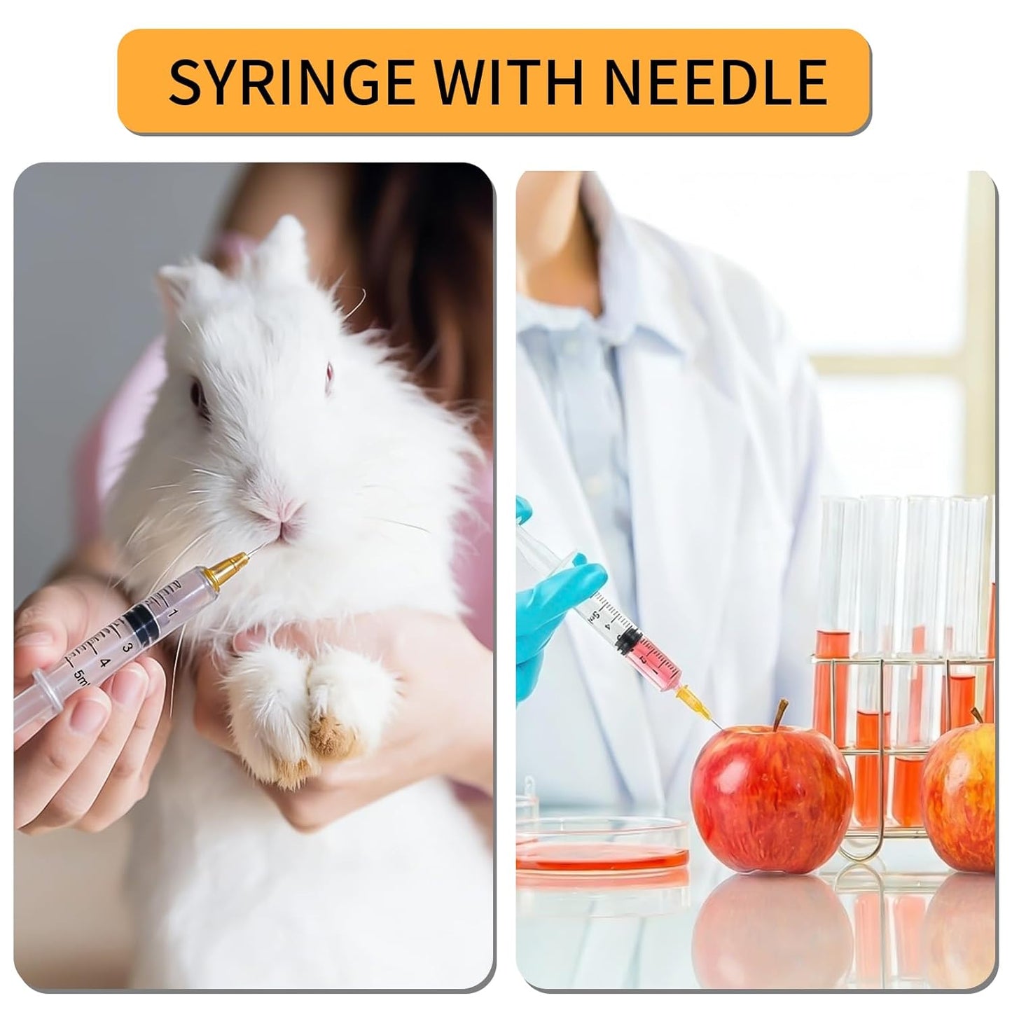 100 Pack 5ml Syringe with 25G Needle | Sterile Disposable Luer Lock Syringes